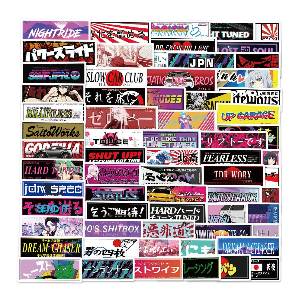 

10/66Pcs Japanese Style Element Cartoon Anime JDM Stickers For Suitcase Fridge Phone Car Skateboard Laptop Luggage Decal