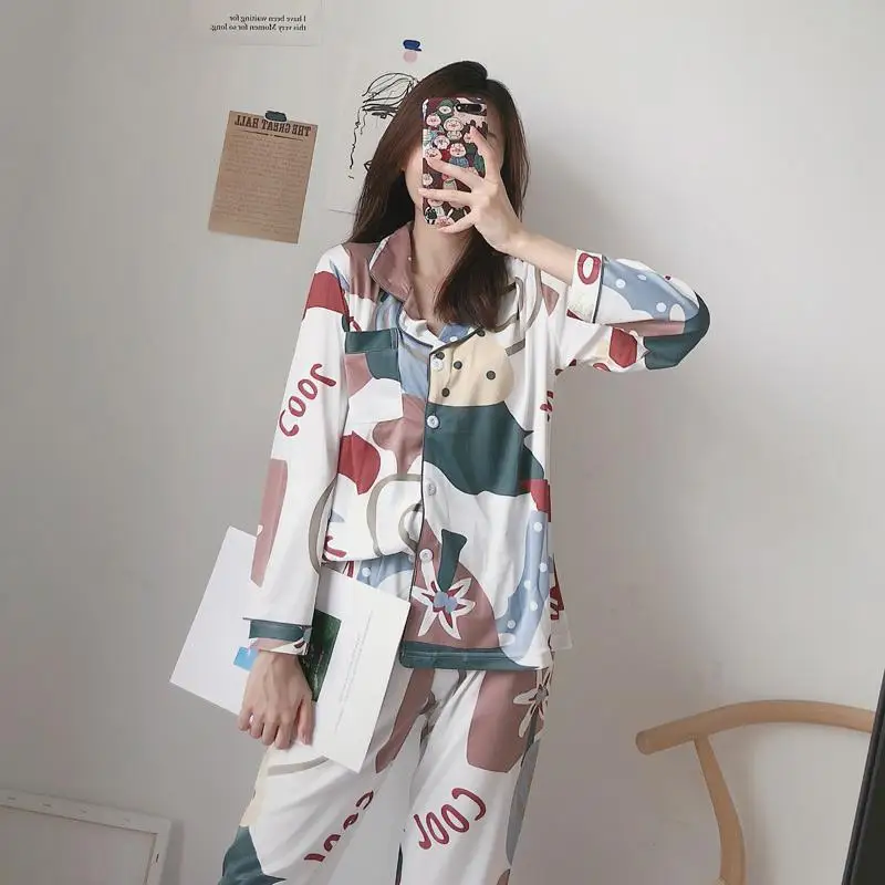 Женский пижамный комплект MISSKY весенне осенний большого размера с мультяшным