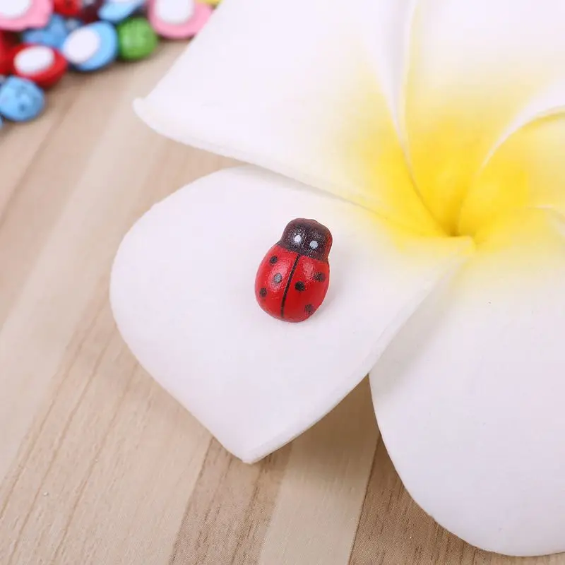 

100pcs Mini Ladybugs Shaped Stickers Miniature Ornament DIY Fairy Garden Decor 34YF