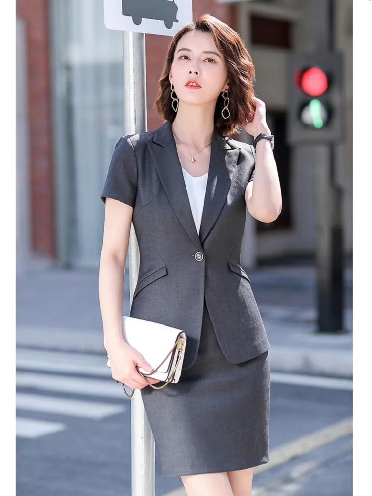 Женский элегантный деловой костюм для офиса новый с юбкой работы женский серый