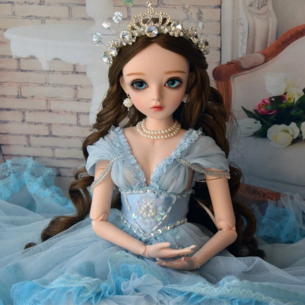 BJD 60 см куклы для девочек голубые глаза кукла Невеста белое свадебное платье