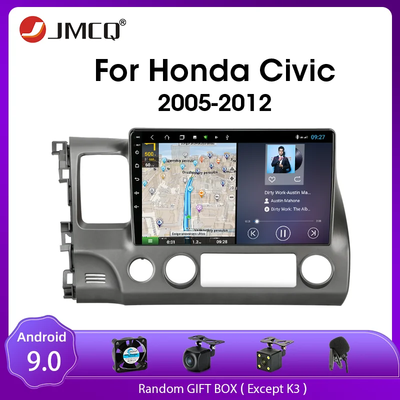 JMCQ Android 9 0 для Honda Civic 2005 2012 автомобильное радио навигация плеер GPS Мультимедиа 2Din DVD