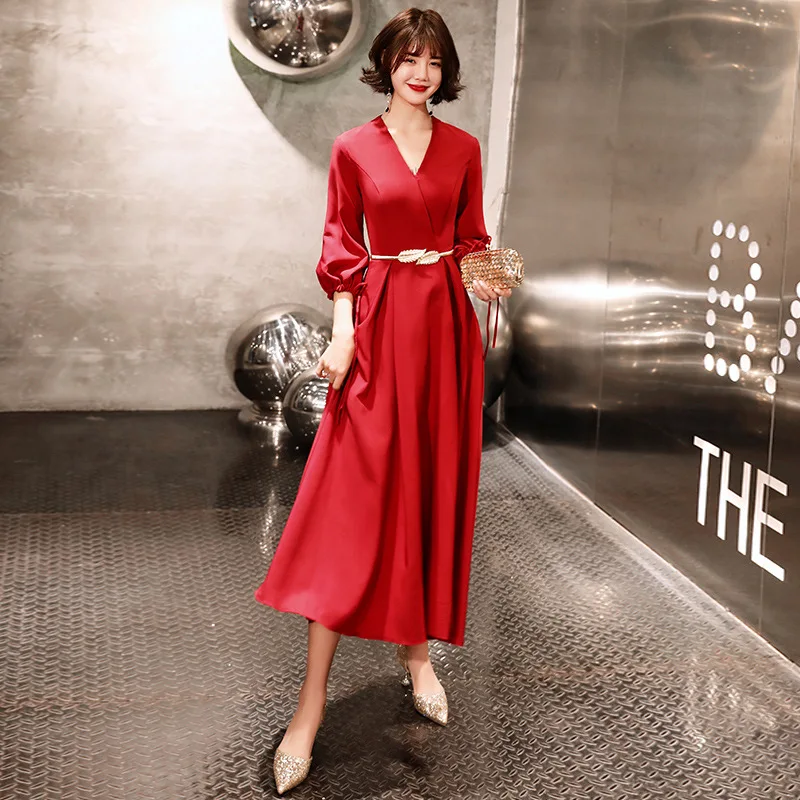 Женское вечернее платье на молнии однотонное Бордовое платье-трапеция с