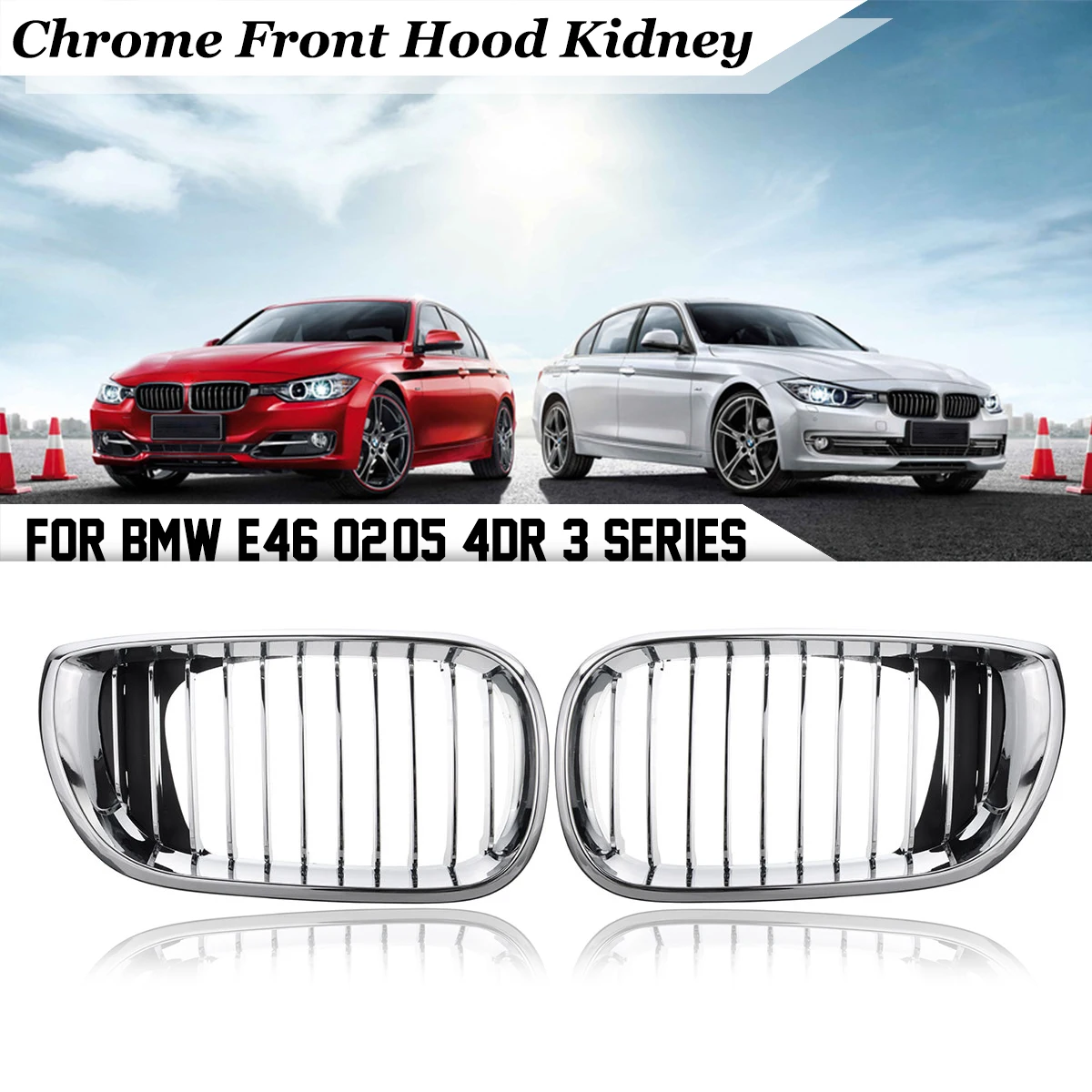 Горячая новая пара глянцевый черный Автомобильный гриль Передняя M color решетка