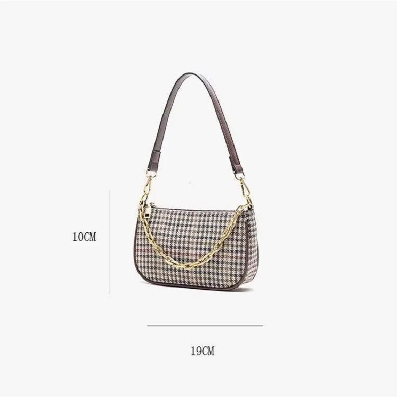 

2020 New Fashion Women Chain Sling Bag Shoulder Bags Spring Stylish Plaid Baguette Bag Female High Quality PU Leather Handbag