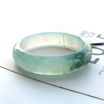 Натуральный бирманский жадеит 54-64 мм светильник браслет с голубым цветком