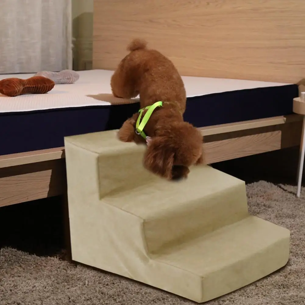 

Layers Dog Stairs Ramp Ladder For Small Puppy Cats Pets Plush Cover Comfortable Puppy Cat Ladder Indoor Sofa Step Bed helpful