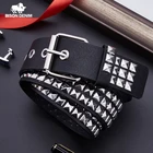 Ремень BISON DENIM унисекс, женский и мужской ремень с заклепками и пряжкой со штырьком, черный