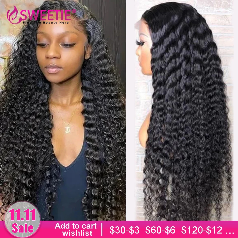 

28 30 Inch Deep Wave Lace Front Wig Deep Curly 4x4 Lace Closure Wig Peruvian Human Hair Wigs 180% 13x4 Frontal Wig Pre Plucked
