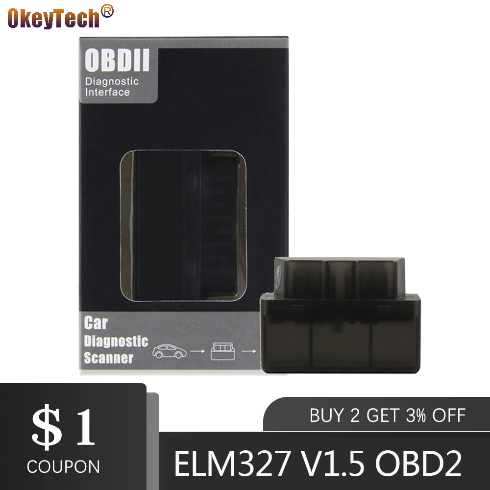 Автомобильный диагностический сканер OkeyTech Mini ELM327 Bluetooth V1.5 OBD2 адаптер Elm 327 OBDII