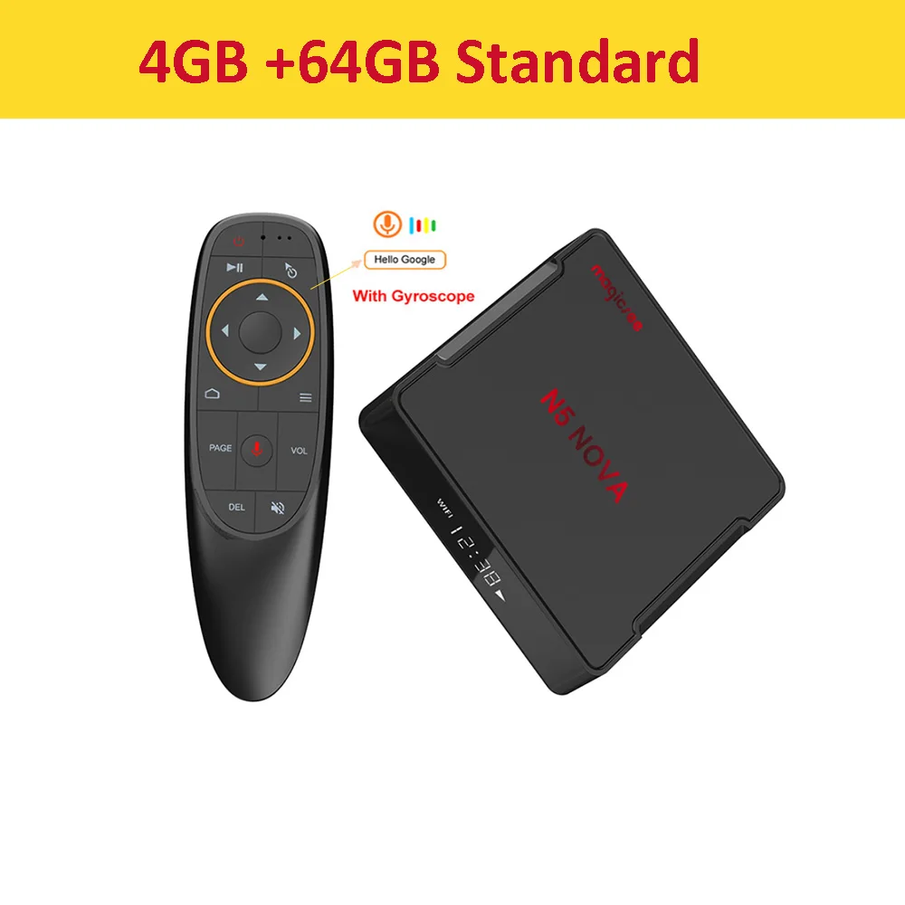 4GB 64GB Standard Magicsee N5 NOVA Android 9,0 BT4.0 4 Гб 64 Гб Rockchip 3318 Android 4K WiFi tv Box с 2,4G голосовым пультом дистанционного управления Поддержка Google Play - Цвет: 4GB 64GB Standard