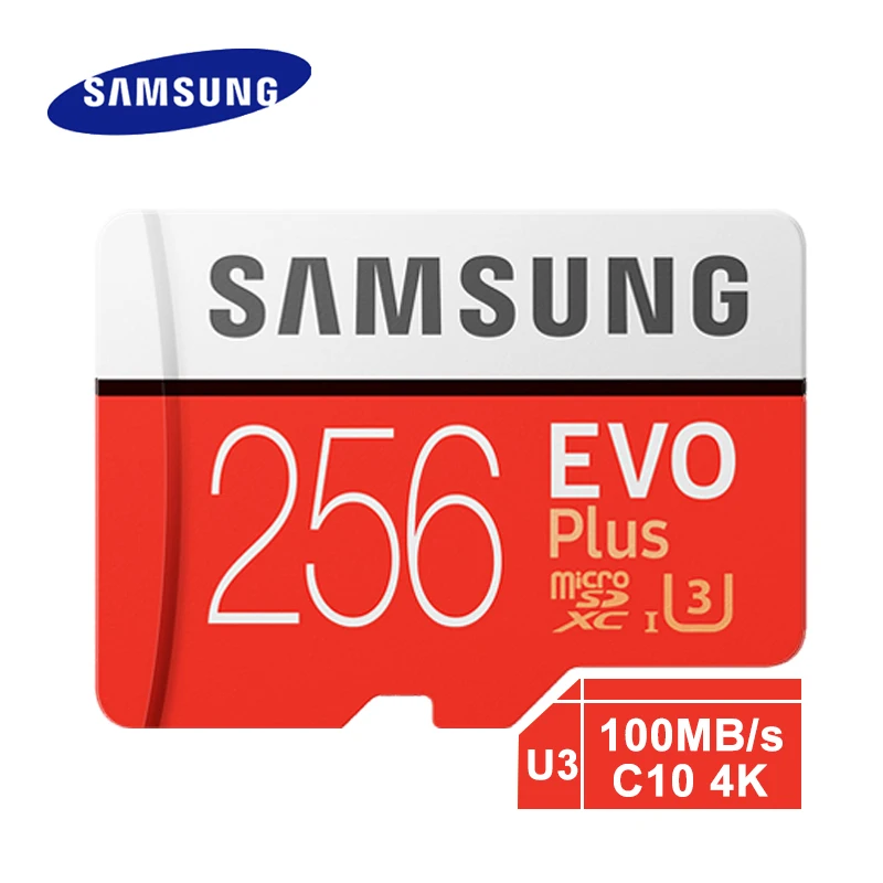 

SAMSUNG Memory Card EVO PLUS 256GB micro SD SDHC SDXC Grade CLASS10 UHS-I U3 4K TF Cards Trans Flash microSD