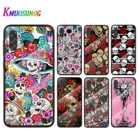 art flower skull for samsung note 20 10 9 8 ultra lite plus 5g a70 a50 a40 a30 a20 a10 tempered glass phone case
