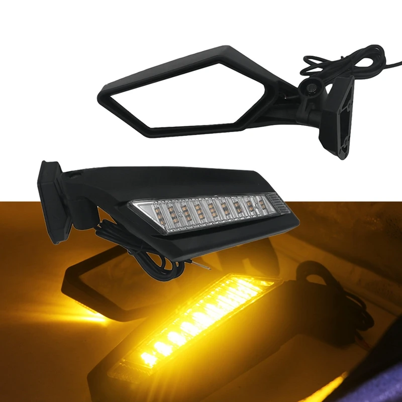 UTV Rearview Mirror with LED Turn Signal Light Side Mirrors for Can Am Maverick X3 R Max Commander 715002898 2017-2020