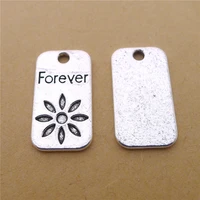 100pcslot metal forever charms 13x23mm flower letter charms for jewelry making