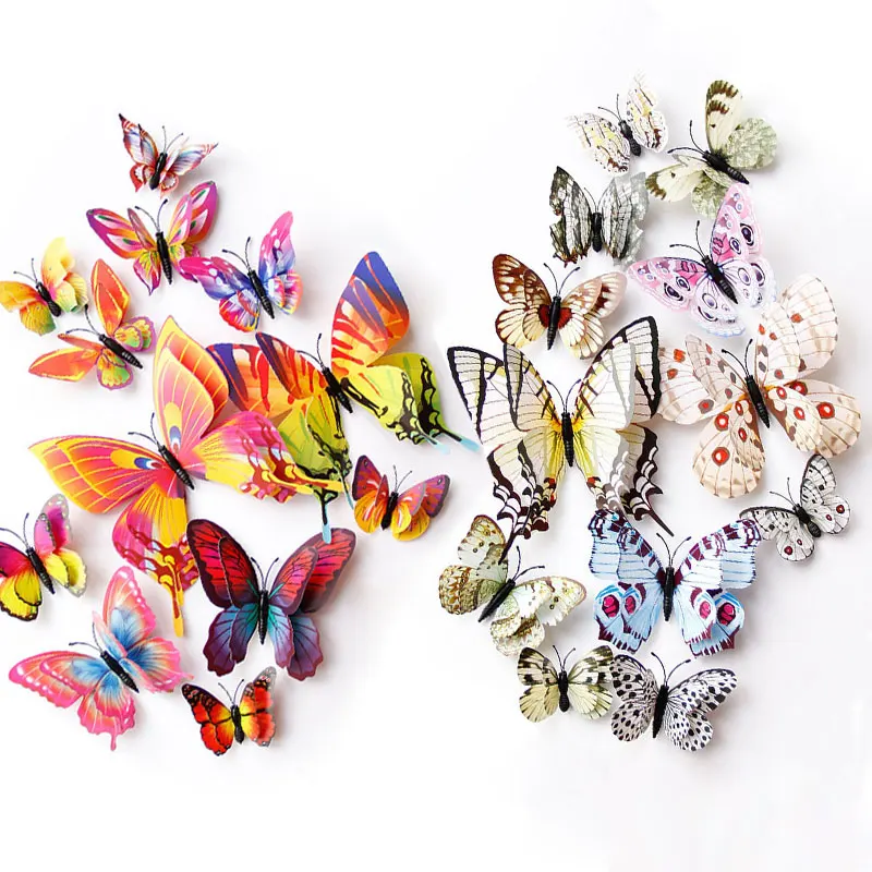 Новый 3D двухслойный стикер стены бабочки для украшения дома декоративная