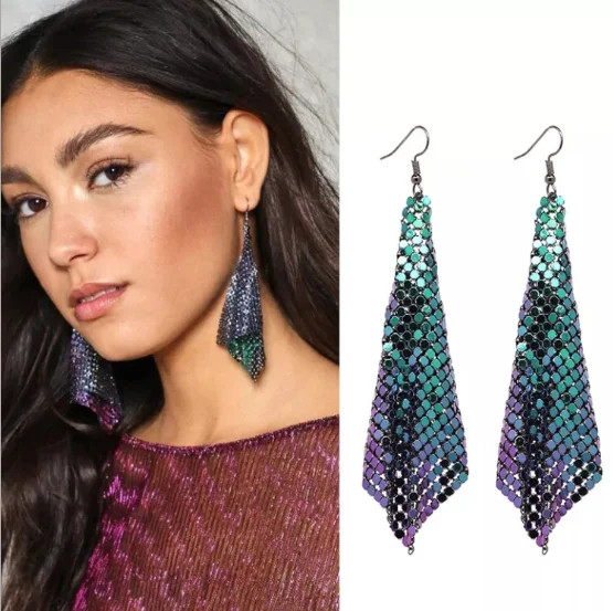 Серьги-подвески с блестками круглые блестящие серьги геометрическим узором