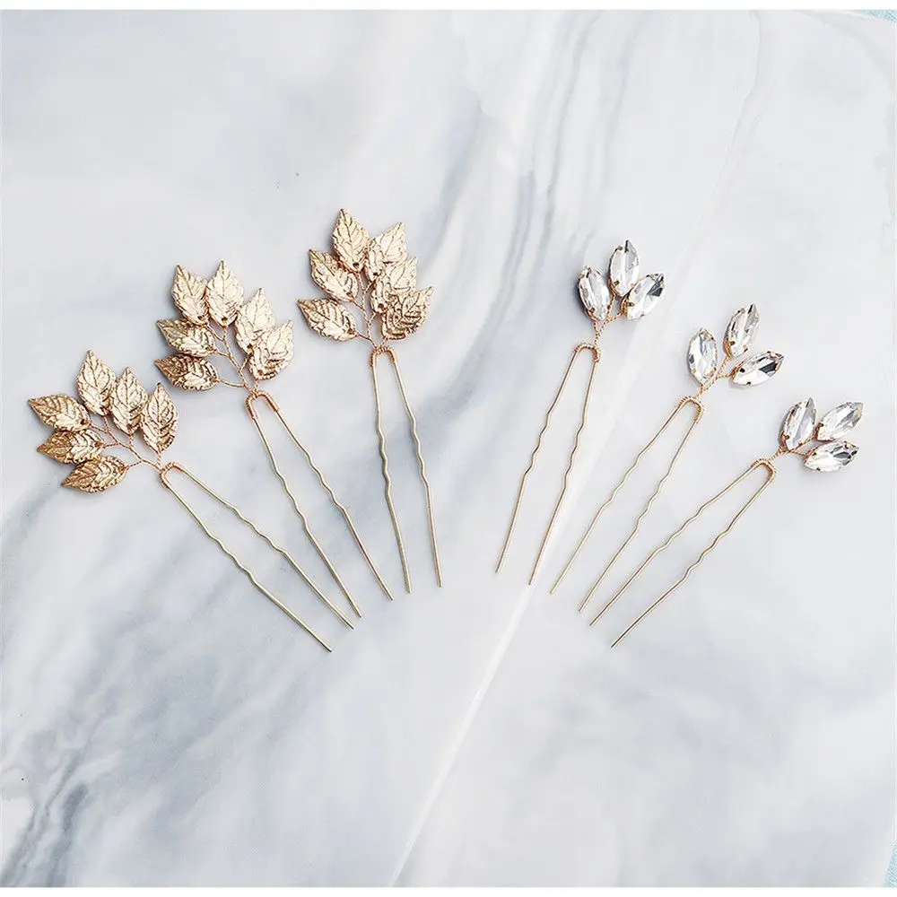 

3Pcs Crystal Leaves Pins Clips Women Hairpins For Wedding Bridal Headpiece Girls Ornaments Accessories