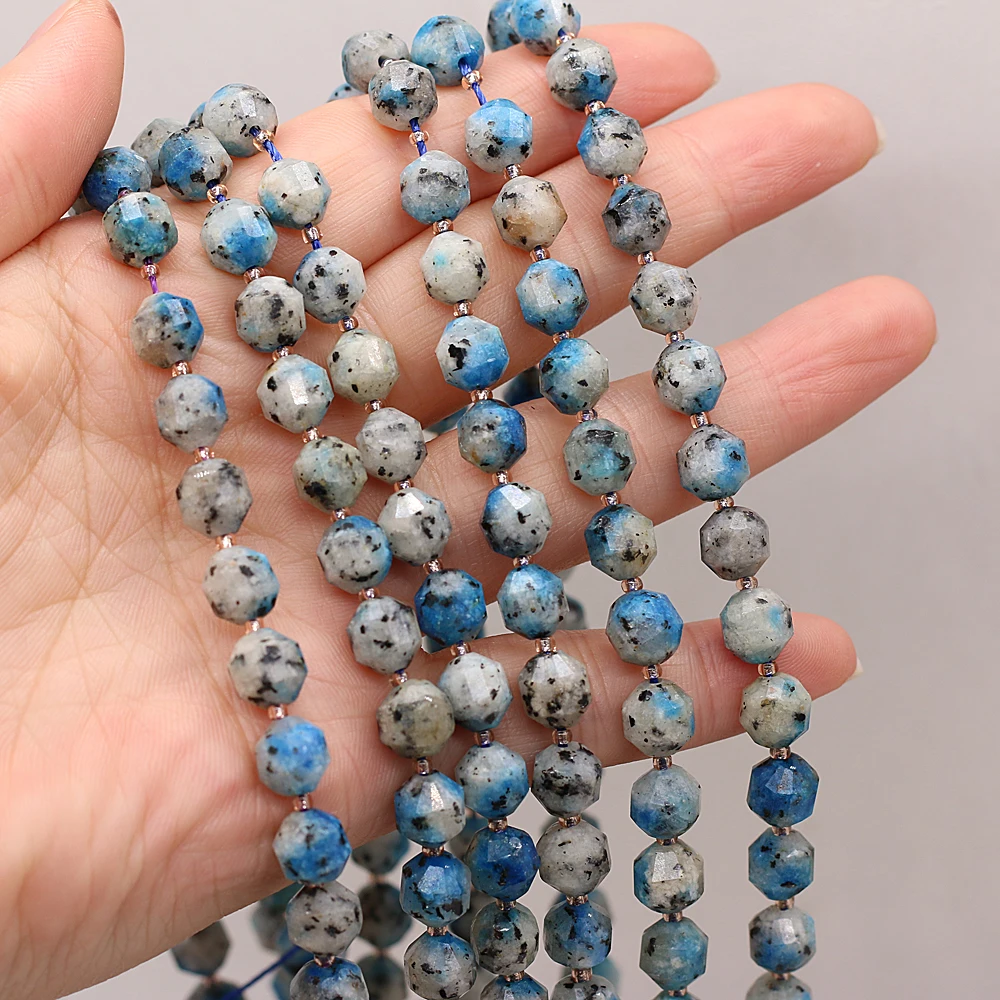 

Wholesale Natural Stone Beads Faceted Columnar Shape Agates Loose Stone Beads for Making DIY Jewelry Necklace Bracelet Size 8mm