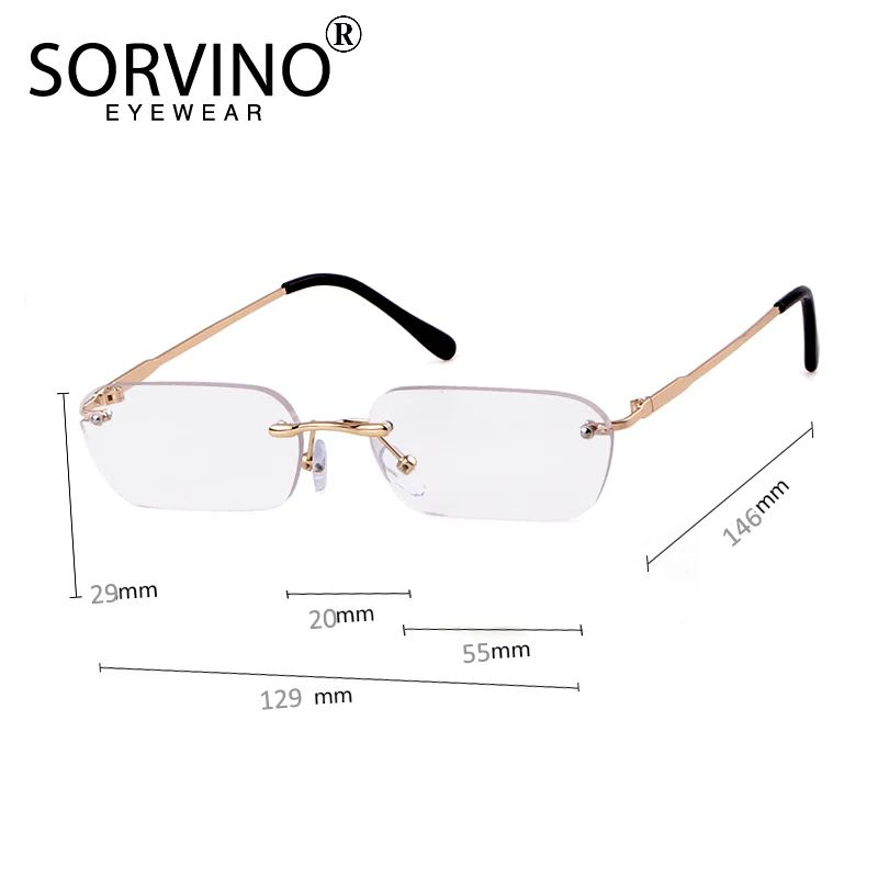 Женские и мужские ретро очки без оправы SORVINO маленькие прямоугольные