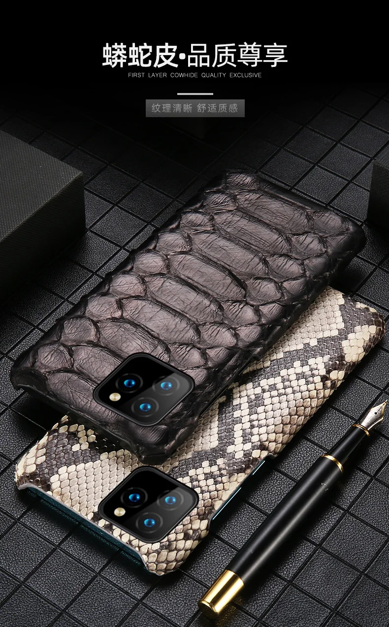Роскошный чехол из натуральной кожи питона для Apple iPhone 11 Pro Max 5,8 6,1 6,5 настоящая змея Защитная Кнопка открытая крышка сумка для iPhone 6 6S 7 8 Plus X XR XS Max
