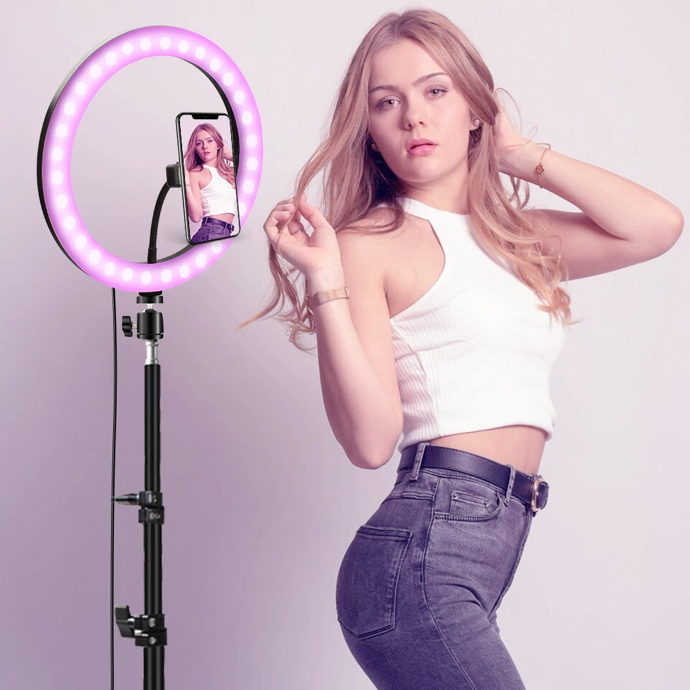 10 Inch Led Ring Light Usb RGB Ringlamp USB Photo Selfie Lamp with Remote Phone Stand for Streaming Video Photography | Электроника