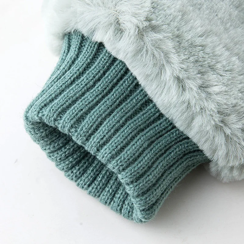 Мягкие меховые зимние перчатки для девочек и мальчиков толстые теплые уличные