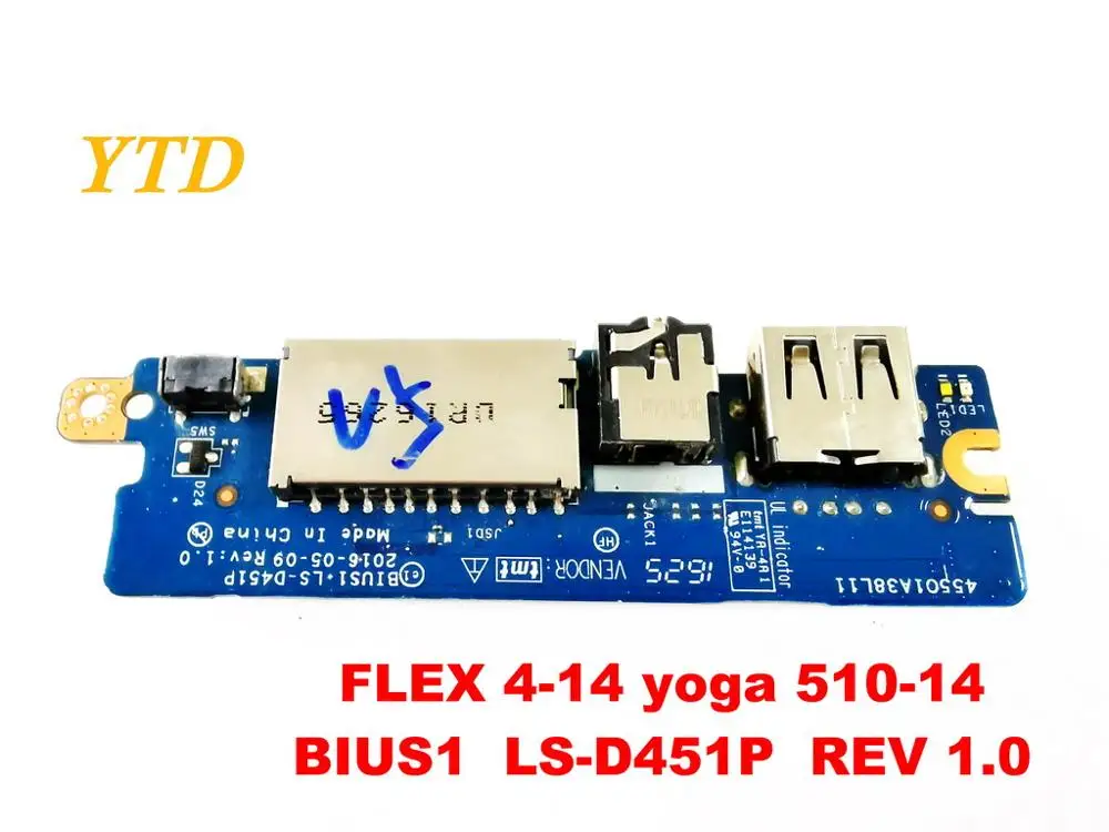 Оригинальная USB плата для Lenovo FLEX 4 14 yoga 510 аудиоплата BIUS1 LS D451P REV 1 0 хорошо