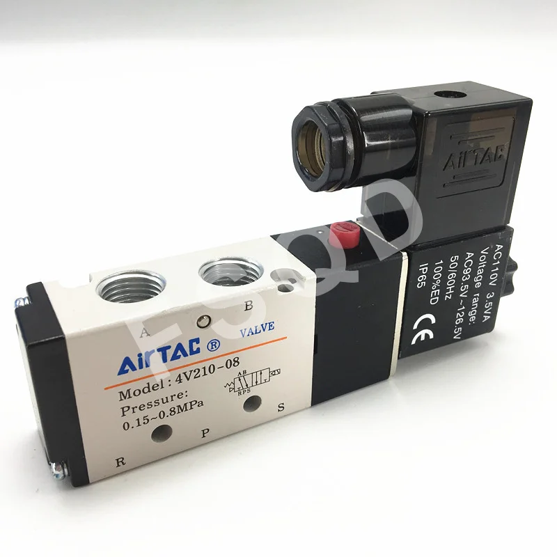 4V210-08 DC12V DC24V AC220V AC110V 1/" 5 способ 2 Позиции Airtac Электрический электромагнитный клапан 4V200 серии регулирующий клапан
