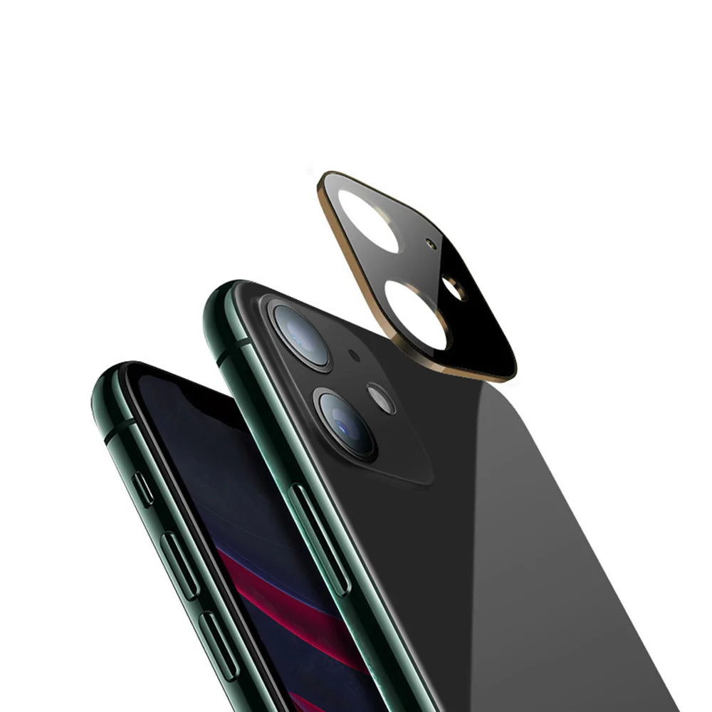 Для iPhone 11 6,1 дюйма Защитная металлическая рамка Полное покрытие стекло сотовый телефон объектив экран Защита от царапин - Цвет: Золотой
