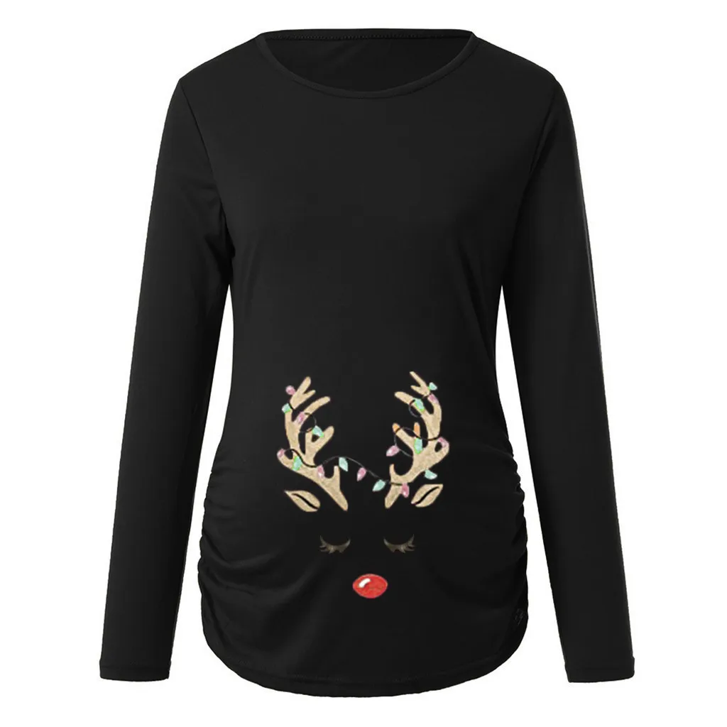Женская рубашка для беременных на весну и осень Рождественский топ с длинными