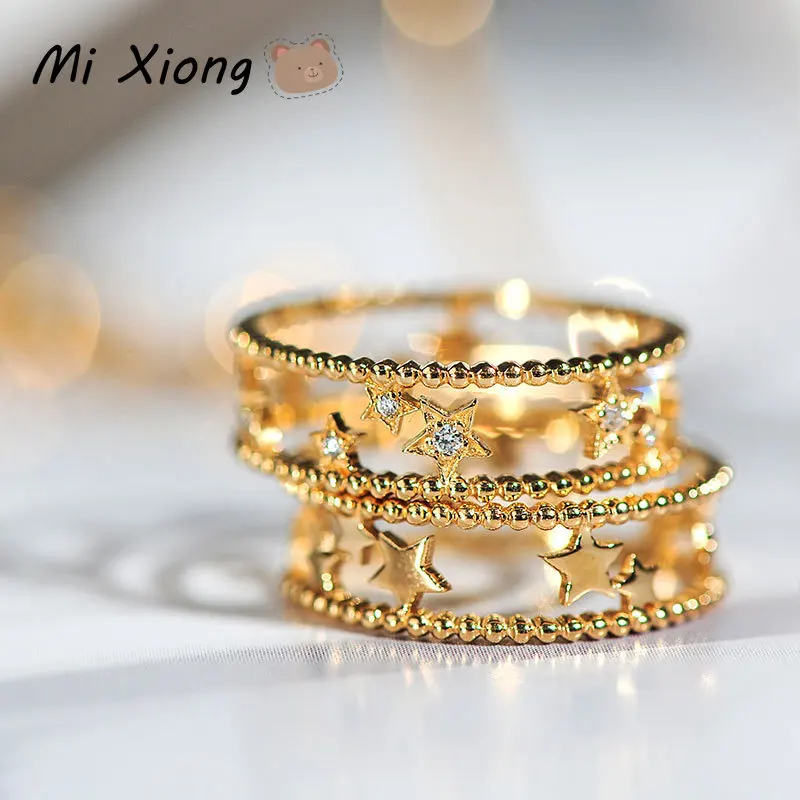 

Mi Xiong Unique Star Style 925 Sterling Silver Wedding Rings for Women Engagement Party Elegant Luxury Jewelry Romantic Gift