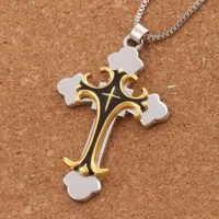 20pcs black color crucifix bible prayer cross pendant men necklace chain 24inches n1785