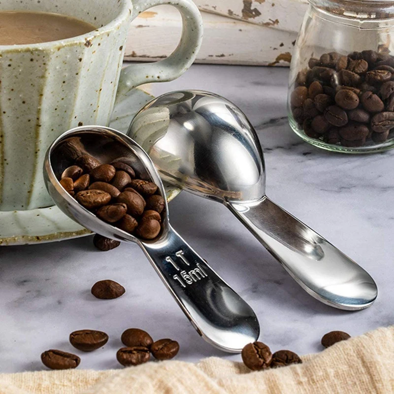 

2 Pieces Stainless Steel Coffee Scoop Measuring, Coffee Spoon, Coffee Measuring Spoon for Kitchen, 15Ml and 30Ml