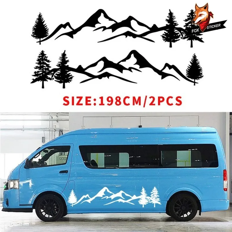 Универсальная наклейка на автомобиль Виниловая с изображением дерева и гор для