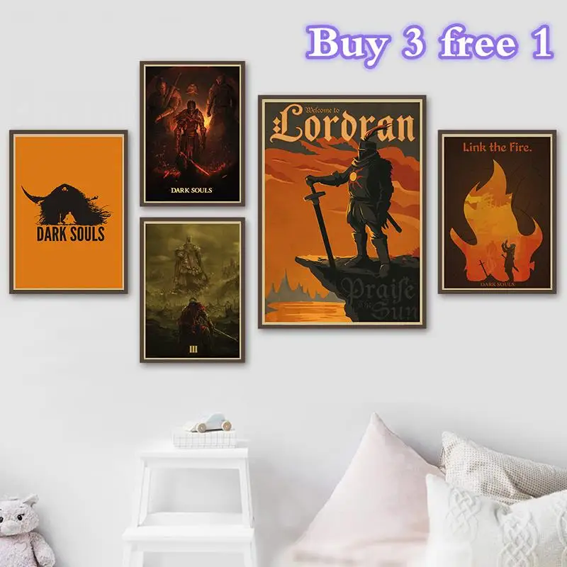 Без рамки игра постер украшение картина темных душ 3 художественные