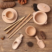 8pcs sensory bin tools montessori toys wooden dish toys mini wooden scoops wooden tongs for transfer work fine motor learning