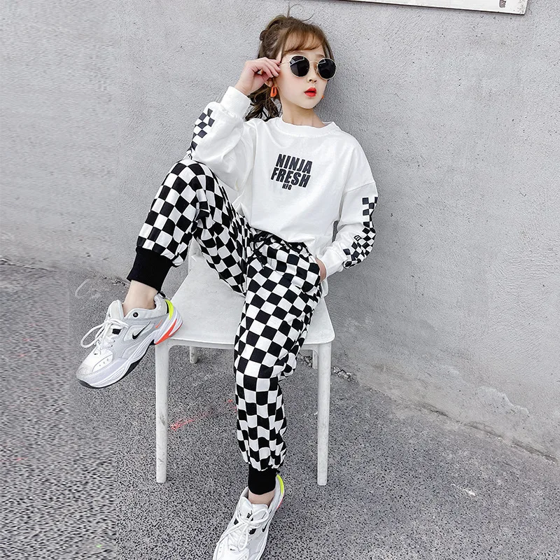 

Long Sleeve Spring Autumn Baby Girls Suit Sweatshirts + Pants 2pcs Kids Teenage Outwear Children Clothing Sportwear High Quality
