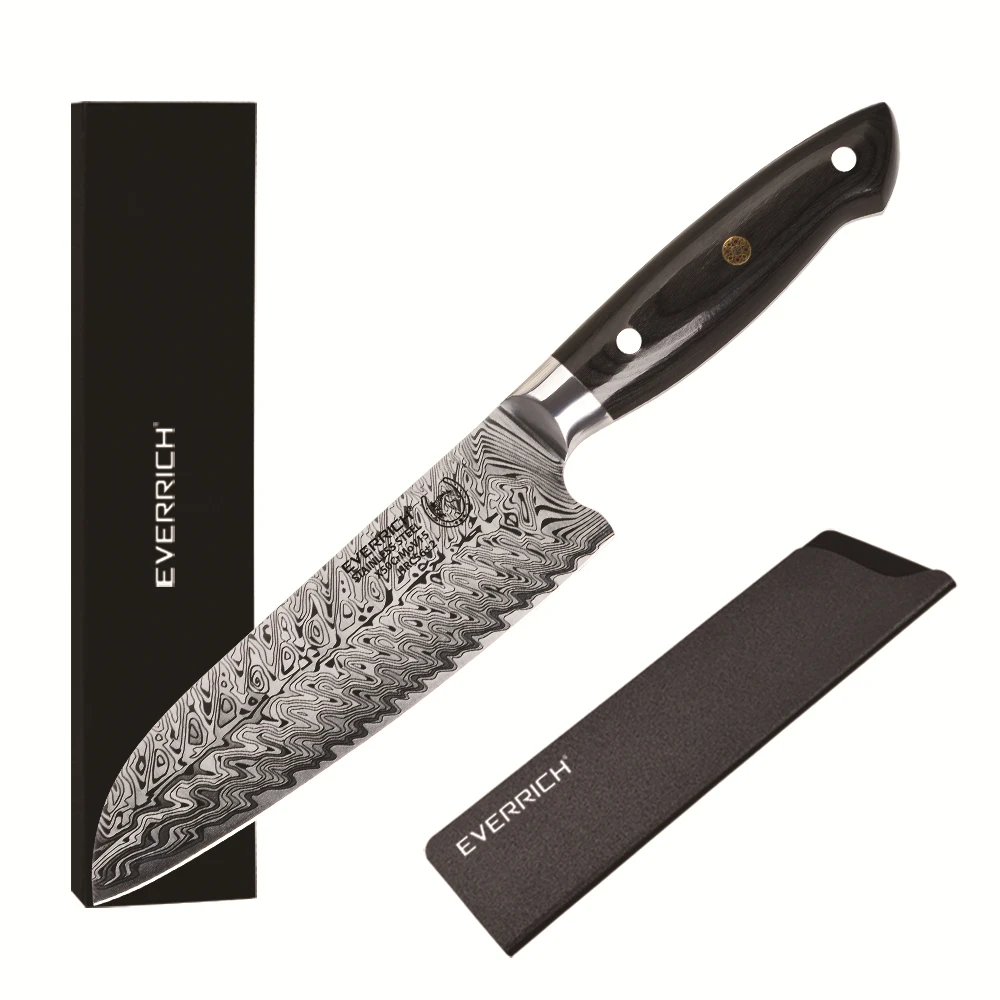 EVERRICH 7 &quotнож Santoku кухонные ножи шеф повара дамасский нож с рисунком рыбьей кости