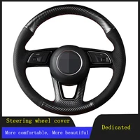car accessories steering wheel cover braid wearable carbon fiber genuine leather for audi a1 a3 a4 a5 a7