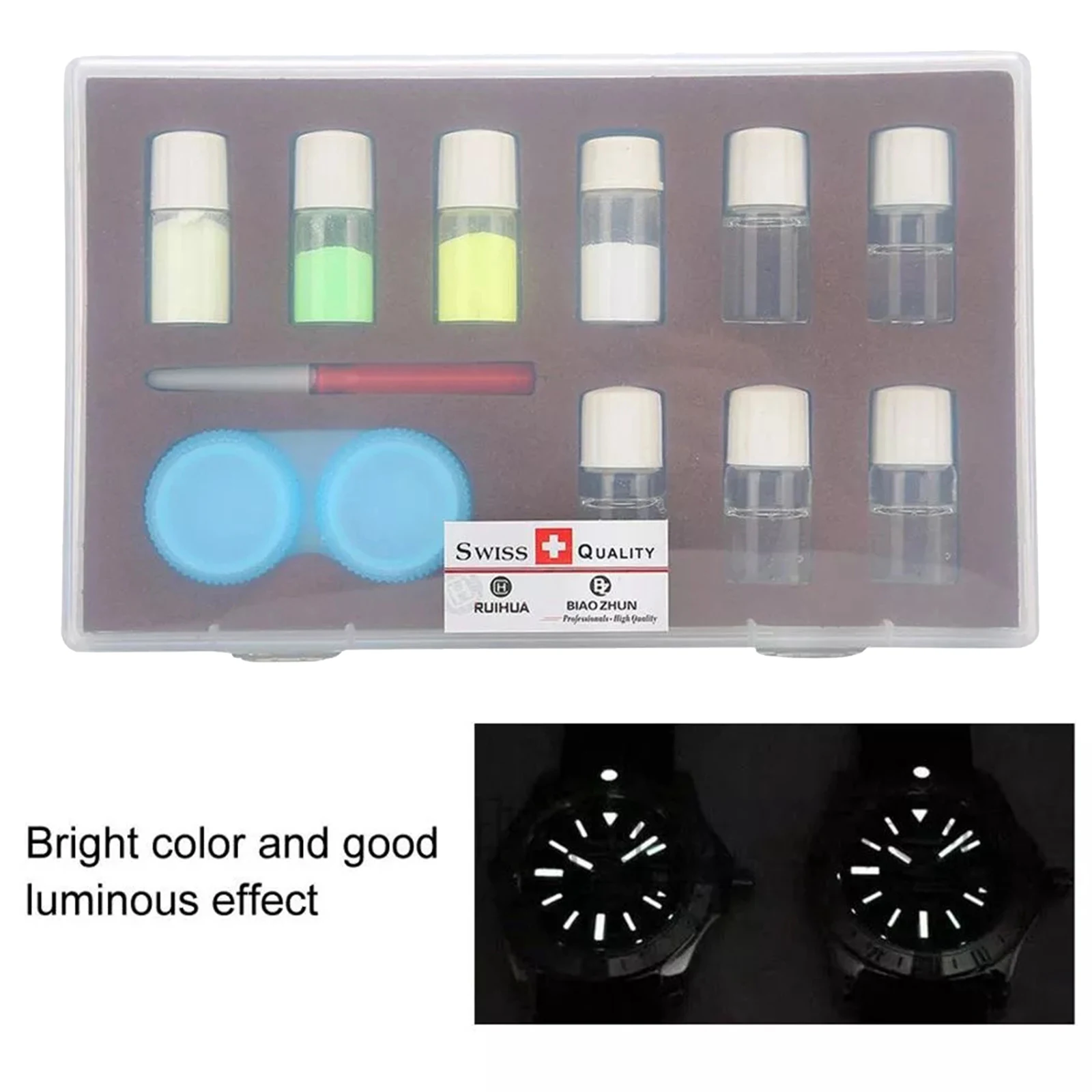 Relógio para Relojoeiro Kit de pó Cores Profissional Fluorescente Luminosa 5 Pçs Mistura Líquido Noite Aviso Conjunto Reparação Novo 4