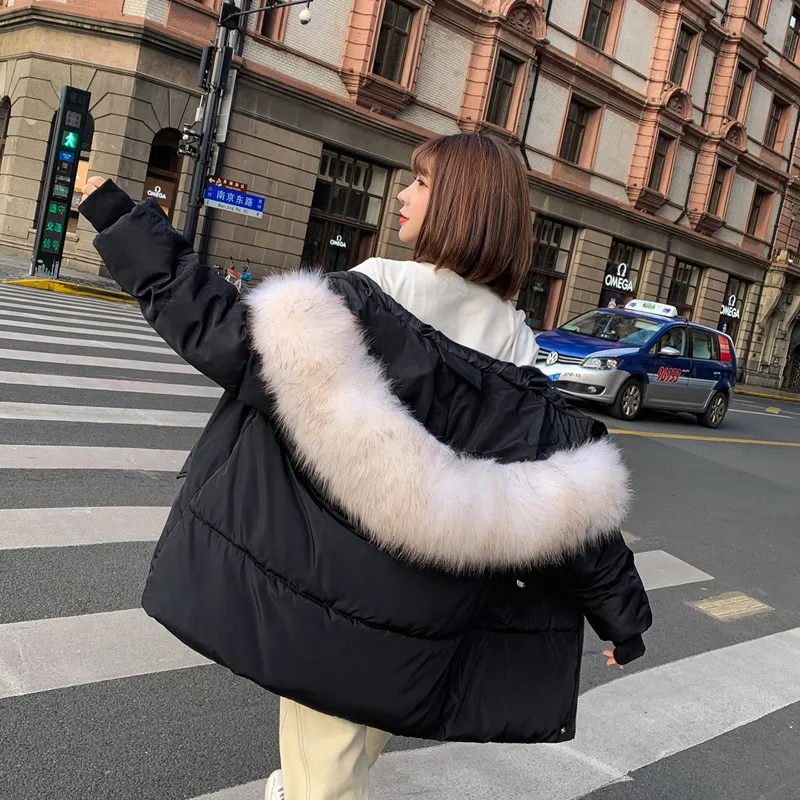 

abrigos mujer invierno 2019 Winter Warm Jackets Women Hooded Cotton Jacket with Thick Fur Female Collar Coat Girl chaqueta mujer
