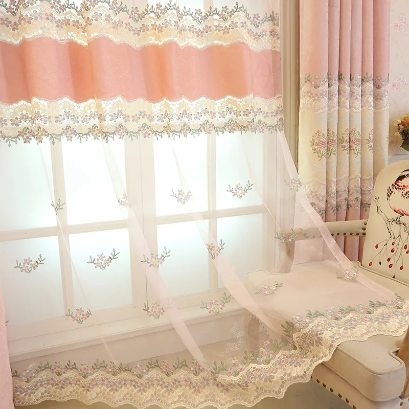 

Custom curtains for living room bedroom European-Style Chenille Jacquard Embroidered Mosaic Fabric Ceiling Installation