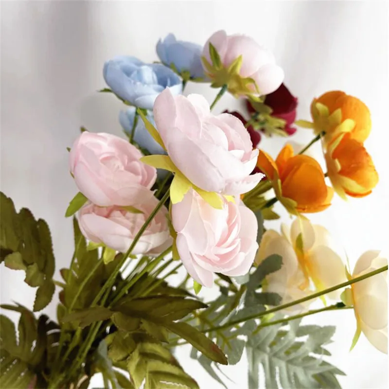 Искусственные стебли чайной розы 10 шт. искусственные 5 головок Ranunculus лютикус