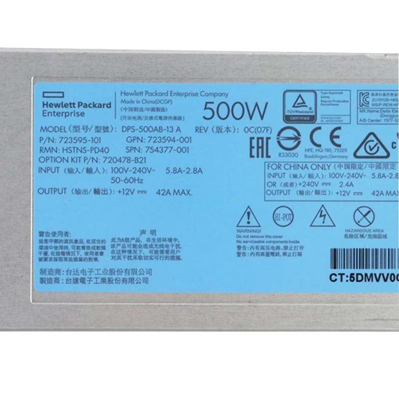 

723595-101 723594-001 754377-001 720478-B21 DPS-500AB-13 A Server 500W power supply For HP DL360 DL380 DL388 G9 GEN9