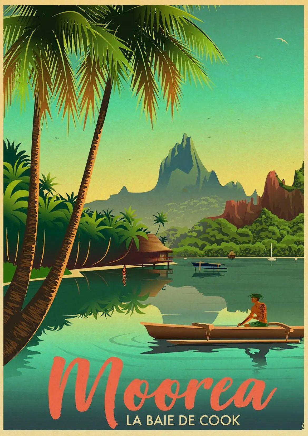 Hd Печать винтажная художественная живопись Нью-Йорк Лондон Италия TAHITI ретро-плакаты путешествия города картины с природным ландшафтом стены искусства картины