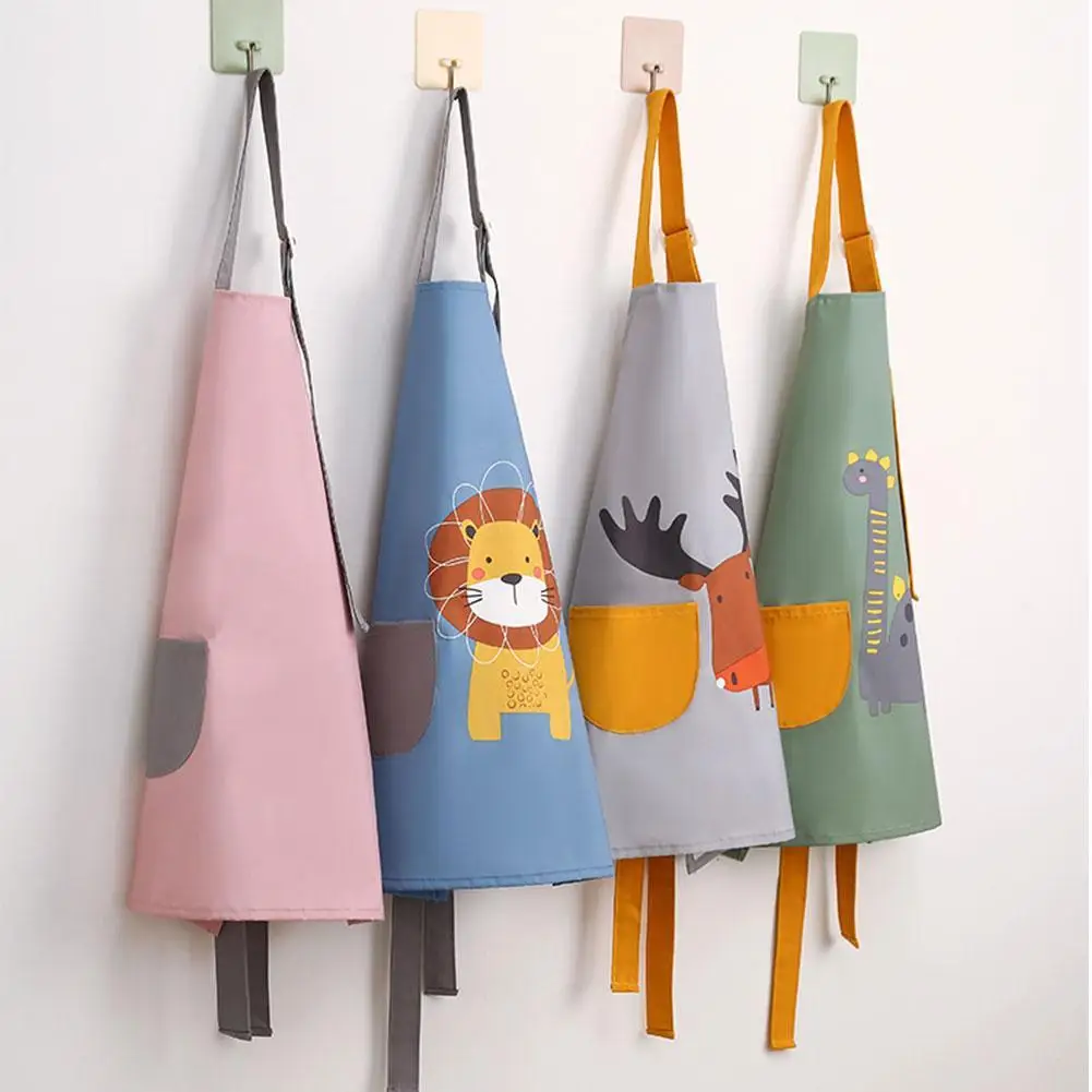 

Cartoon Baby Waterproof Apron Sleeves Children's Overalls Art Girls Anti-dressing Boys Anti-dirty Students Clothes Painting