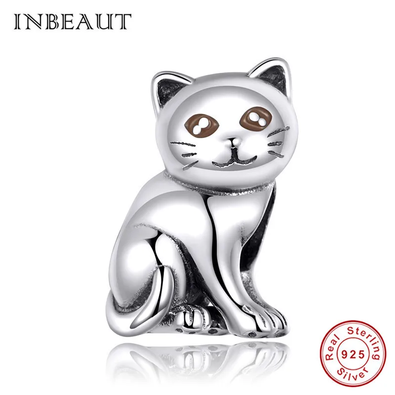 c11305 Браслет INBEAUT fit Pandora, серебро 925,, коала, кошка, лиса, бульдог, подвески, слон, лиса, собака, кролик, медведь, бусины, домашнее животное, сделай сам, ювелирное изделие - Окраска металла: c11305
