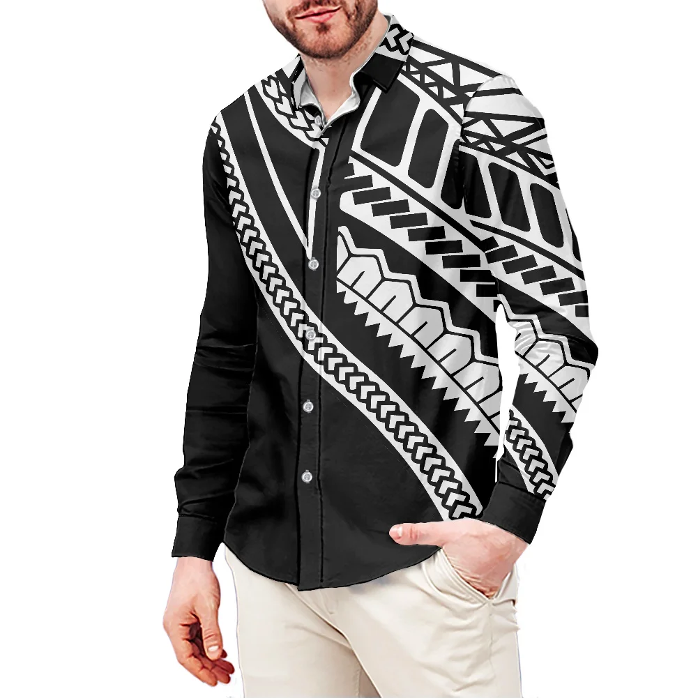 Рубашка мужская с длинным рукавом винтажная принтом татуировок | Мужская одежда