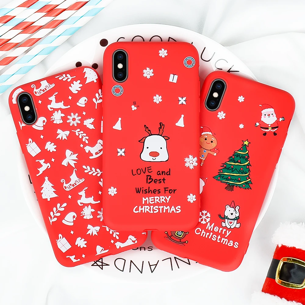 Christmas Cartoon TPU Phone Case For iPhone X XR XS Max Lovely Santa Claus Elk Cover 11 Pro 10 Fundas |